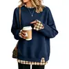 Sudadera gruesa de manga larga con bloques de color para mujer de Amazon, serie con stock a largo plazo, superventas de otoño/invierno, estilo casual para parejas