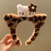 Bonita diadema de gato con orejas de gato de piel negra, diadema de peluche de leopardo, accesorios para el cabello de dibujos animados.