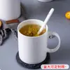 Taza de Café Frosted Negra Creativa de Gran Capacidad con Cuchara, Taza de Agua de Cerámica, Lujo Ligero, Resistente a Altas Temperaturas