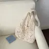 Shuai Mijia 2026 Verão Nova Bolsa Feminina com Flor Vazada, Bolsa de Palha Trançada, Bolsa de Ombro para Férias, Bolsa Transversal de Praia