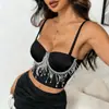 Moda Transfronteriza Europea y Americana para Mujer, Strapless, con Perlas y Flecos, Sexy, Ajustado, Corsé Push-Up