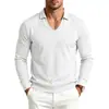 2026 Masculino Gola Lapela Decote V Manga Longa Tricô Liso Casual Pulôver Top