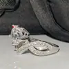 Anillo Versa Gaoding 8A Zirconia Imitación Mosan para Mujer Cobre Blanco Chapado Plata S925 Moda Ins Anillo de Cruz Corona