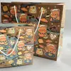 Bolsa de Regalo de Oso Mantequilla de Tela Vaquera Dibujada a Mano Bolsa de Almacenamiento de Papel Kraft Engrosada de Gran Capacidad Bolsa Tote Esencial para Regalo