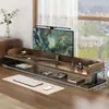 Soporte elevador para monitor de computadora de escritorio para e-sports, estante de escritorio extendido de doble capa con bandeja para teclado