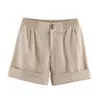 Comercio exterior transfronterizo ropa de mujer 2026 estilo europeo y americano moda versátil casual simple shorts con dobladillo enrollado para mujer B483113