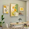 Pintura Decorativa Cálida Nórdica para Comedor Familiar Juego de Arte de Pared de Porcelana de Cristal Decoración de Pared de Aleación de Aluminio Estante de Hierro Colgante