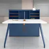 Escritorio Modular Práctico en Forma de T para Personal, Estación de Trabajo de Oficina para Computadora para Cuatro Personas con Archivador
