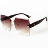 Tendencia de moda, gafas de sol de montura grande sin marco, estilo europeo y americano, con protección facial, anti-UV, estilo callejero, cóncavas.