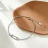Pulsera de Plata de Ley S925 con Forma de Corazón y Clip de Papel para Mujer, Pulsera de Lujo Ligero de Gama Alta con Diseño Único, Venta al por Mayor