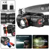Linterna frontal LED de alta potencia P8 de gran venta transfronteriza, linterna frontal portátil multifuncional, linterna frontal de doble uso, linterna frontal de larga duración