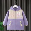 Bata de pana para niña bebé, actualmente usando manga larga anti-suciedad, ropa protectora para comer en el jardín de infantes para niños, chaqueta de dibujo para bebé niña
