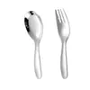 Cuchara y Tenedor Cortos de Acero Inoxidable 316 para Niños, Cuchara y Tenedor Planos de Fondo para Bebé Estilo Chino, Cuchara y Cucharón Creativos Lindos para Sopa