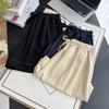 Conjunto de Verano Talla Grande Casual Cintura Elástica con Cordón Shorts con Abertura Versátiles Shorts de Tiro Alto hasta la Rodilla 7468