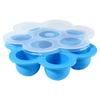 Caixa de Suplemento Alimentar de Silicone de Grau Alimentício com Sete Orifícios, Caixa para Ovo Cozido no Vapor em Forma de Flor, Bandeja de Gelo para Bebê, Fabricador de Cubos de Gelo