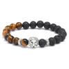 Pulseira de pedra Olho de Tigre com miçangas feita à mão de joalheria transfronteiriça, simples, europeia e americana, de pedra vulcânica, pulseira masculina, fornecimento de fábrica