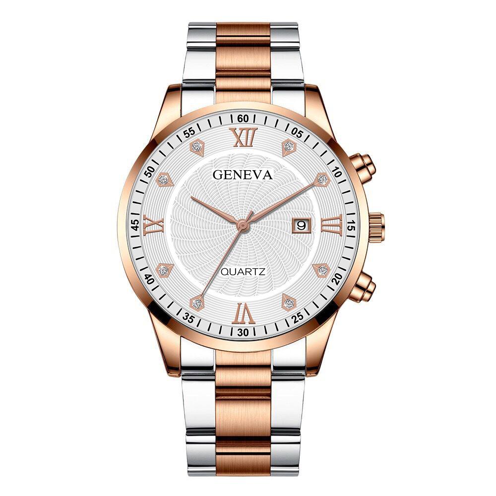 间玫瑰金钢带玫金壳白面玫金针