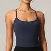 Top de tirantes cruzados para yoga Otoño Invierno Ropa exterior para mujer Versátil casual Doble tirante Camisola a prueba de impactos Ropa interior Deportiva para correr