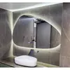 Espelho Iluminado Minimalista de Luxo Criativo Inteligente Espelho de Banheiro de Forma Irregular Espelho de Banheiro LED Gota d'Água Espelho de Arte