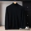 Suéter de cachemira 100% para hombre, estilo business casual, con cuello alto, de punto, color liso, camisa base de punto versátil