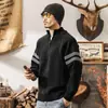 Suéter de tricô com duas listras, cardigã de casal masculino e feminino, design listrado, estilo old-money, outono/inverno, atacado de uma fábrica transfronteiriça