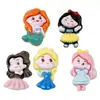 Dibujo animado brillante linda niña blanca nieves sirena princesa de hielo pasador cuerda para el pelo pegatina para refrigerador accesorios de resina parche