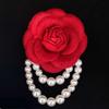 Pulsera Broche Camelia Perla Simple Estilo Japonés y Coreano Doble Uso Pulsera Collar de Flor Pin de Corsage Flor Joyería Elegante para Mujeres