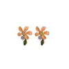 Aceite Dulce Gota Diamante Flor Aguja de Plata Artístico Retro Pendientes de Alta Calidad Simples Pequeños Elegantes Pendientes de Viento Natural para Mujer