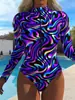 2027 Maiô Peça Única Manga Longa Moda Casual Modelador Sexy Verão Férias na Praia Surfe Roupa de Banho Feminina