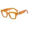 Gafas Cuadradas Retro de Colores Gelatina Europeas y Americanas Transfronterizas Sin Graduación para Mujer, Monturas de Gafas Versátiles de Marco Grande Color Tinta de Moda para Hombre