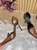Sandalias de tacón alto con tacón trasero para otoño de 2025, nuevas sandalias de tacón alto sexis de cuero con punta pequeña y elegante tacón fino.