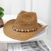 Sombrero de sol para viajes al aire libre y playa, sombrero de protección solar, nuevo sombrero de paja estilo vaquero occidental de Amazon para hombres y mujeres
