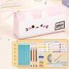 Estuche de lápices de gato de dibujos animados similar al de Xiaohongshu, bolsa para lápices de alta estética para estudiantes, gran capacidad, papelería multicapa, lindo estuche de lápices