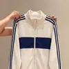 Sudadera retro moderna con cremallera, cuello alto y bloques de color de tres rayas para mujer y hombre, holgada y estilizada, chaqueta deportiva de otoño