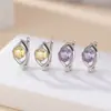 Pendientes Yilu de Plata con Citrino Natural Plata de Ley S925 Hoja de Amatista Cuentas Clip para Oreja Facetado Estilo Más Vendido