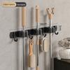 Gancho de Mop de Aço Inoxidável Sem Furos Armazenamento de Banheiro Rack para Vassouras Rack de Mop Fixado Fortemente Pendurado na Parede