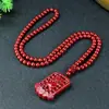 Collar de Cinabrio con Arena Dorada Púrpura para Hombres con Guanyin y para Mujeres con Hebilla de Paz Buda, Pixiu, Buda Maitreya Sonriente, Cadena de Suéter de 108 Cuentas