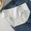 Roupa íntima branca de algodão puro para estudantes, estilo de aniversário para meninas jovens, antibacteriana, 100% algodão, cintura média, calcinhas femininas respiráveis