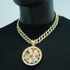 Collar con colgante de girasol de estilo hip hop para hombre, estilo europeo y americano, personalizado, con flores coloridas y giratorias, de marca de moda.