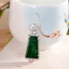 Collar Colgante de Plata S925 Incrustado con Jade Verde Brillante Moda Versátil Colgante Simple