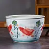 Vaso de Porcelana Azul e Branca da Sorte Vermelha de Jingdezhen, Vaso de Lótus, Vaso de Jardim, Vaso para Peixe Dourado, Vaso para Tartaruga, Vaso para Plantar Árvores, Aquário