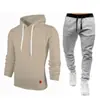 Novo Conjunto de Moletom Casual Masculino de Cor Sólida para Esportes ao Ar Livre