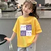 Camiseta de verano para niña, estilo nuevo, linda y moderna, manga corta, 100% algodón puro, versión coreana, holgada, con dibujos animados, top para bebé