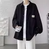 Conjunto de camisa de pana estilo workwear japonés retro para hombre, camisa casual de manga larga para primavera y otoño, chaqueta para pareja
