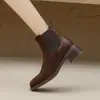 Botines estilo francés nuevos tacón grueso tacón medio botas de mujer otoño e invierno botines retro caña corta costura botas Martin botas de comercio exterior