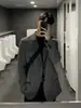 Chaqueta Blazer Casual para Hombre Coreana Estilo Coreano Tendencia Dongdaemun Traje Otoño Holgado Negro Un Botón