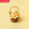 Cesta de Flores Pomposas Creativa Regalo para el Día del Maestro, Regalo de Flores Tejidas a Mano Cálido y Delicado, Regalo Pequeño Creativo y Práctico
