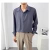 Camisa Casual de Manga Longa para Homem, Cor Sólida Formal Solta Tendência para Primavera e Outono, Camisa de Seda Gelada para Homem Primavera e Outono
