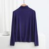 Camisa básica de cuello medio alto para mujer, camiseta fina de modal de manga larga para primavera y otoño, top ajustado estilo occidental que combina con todo.