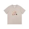 Nova Camiseta Feminina Fofa Estampada de Manga Curta Estilo Ocidental Redutora de Idade Design com Senso de Estilo Coreano Top de Algodão Puro Roupas Femininas Soltas de Verão